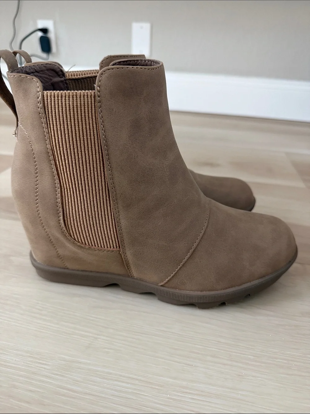 Forever 21 Taupe Chelsea Wedge Ankle Boots
